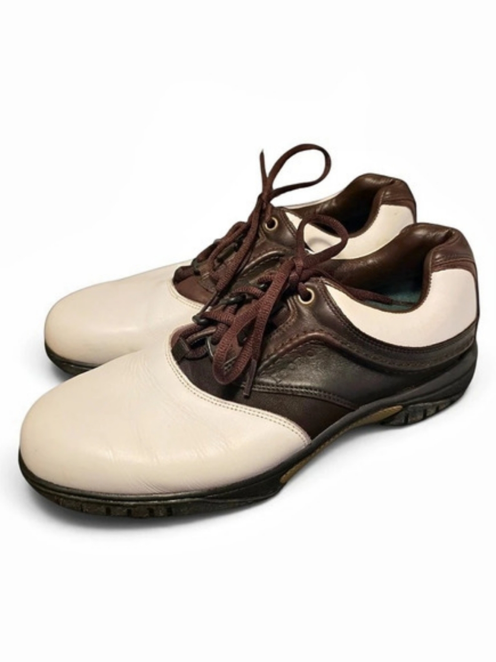 FootJoy Contour Women's Golf Shoes 8.5M Brown & White Leather Spiked